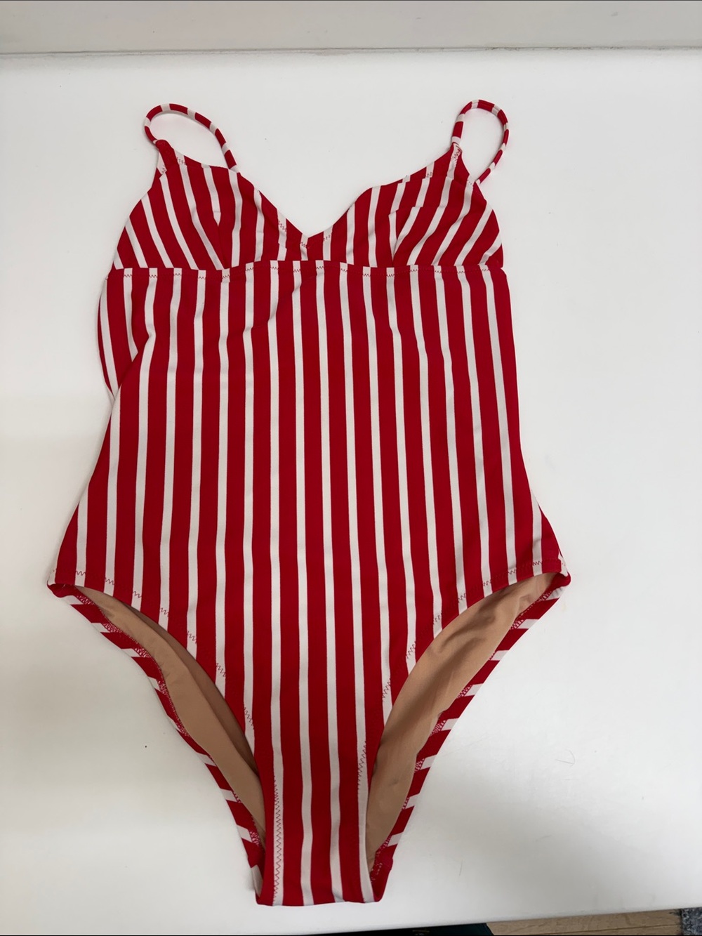 J Crew Red and White Striped One-Piece Swimsuit